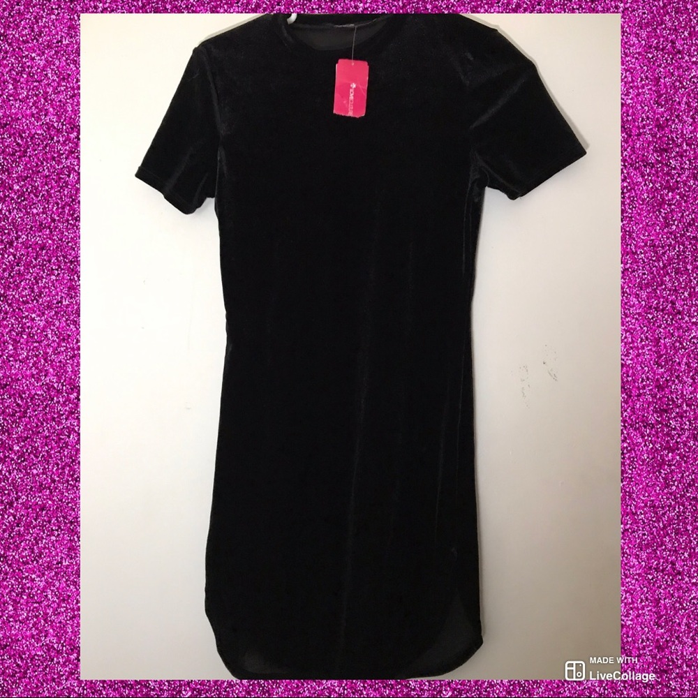 Suede tight black dress